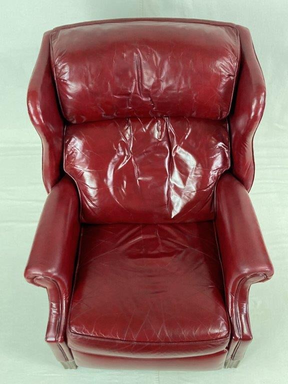 Oxblood Leather Wingback Chair Recliner - 2