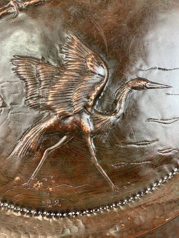 Belgium Crane Motif Copper Charger - 2