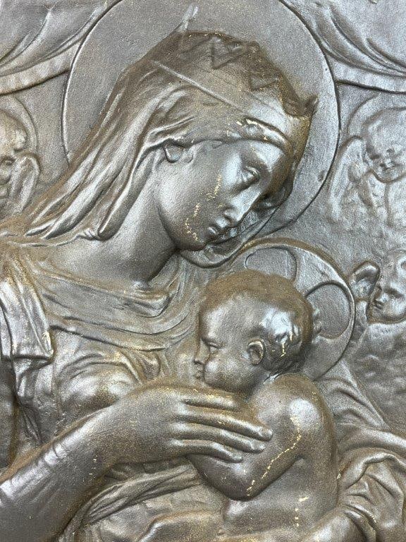 Italian Vietri Terracotta Virgin and Christ Child Plaque - 2