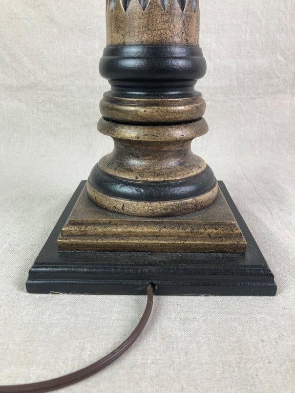 Pair of Wooden Column Table Lamps - 5