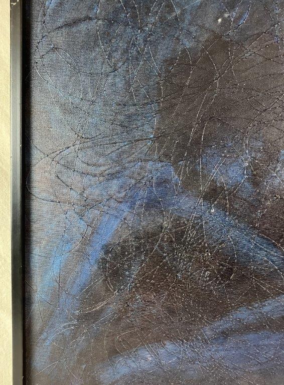 Mid-Century Modern Figure in Blue Abstract Painting - 2