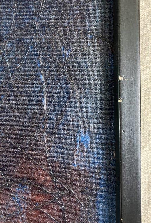 Mid-Century Modern Figure in Blue Abstract Painting - 5