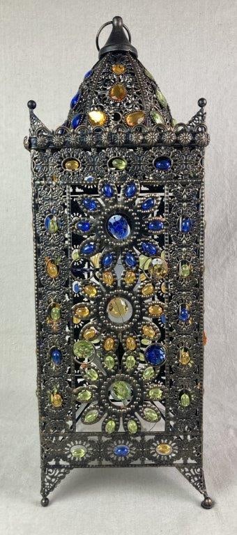 Jeweled Moroccan Brass Table Lamp - 2