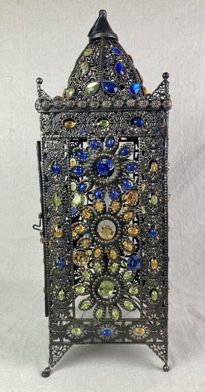 Jeweled Moroccan Brass Table Lamp - 6