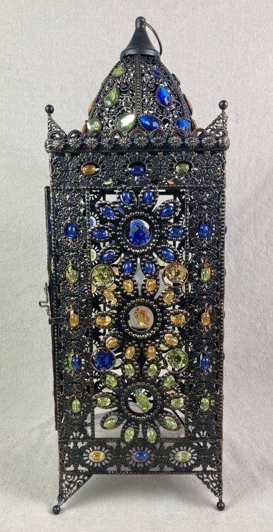 Jeweled Moroccan Brass Table Lamp - 7