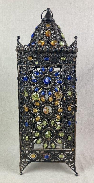 Jeweled Moroccan Brass Table Lamp - 8