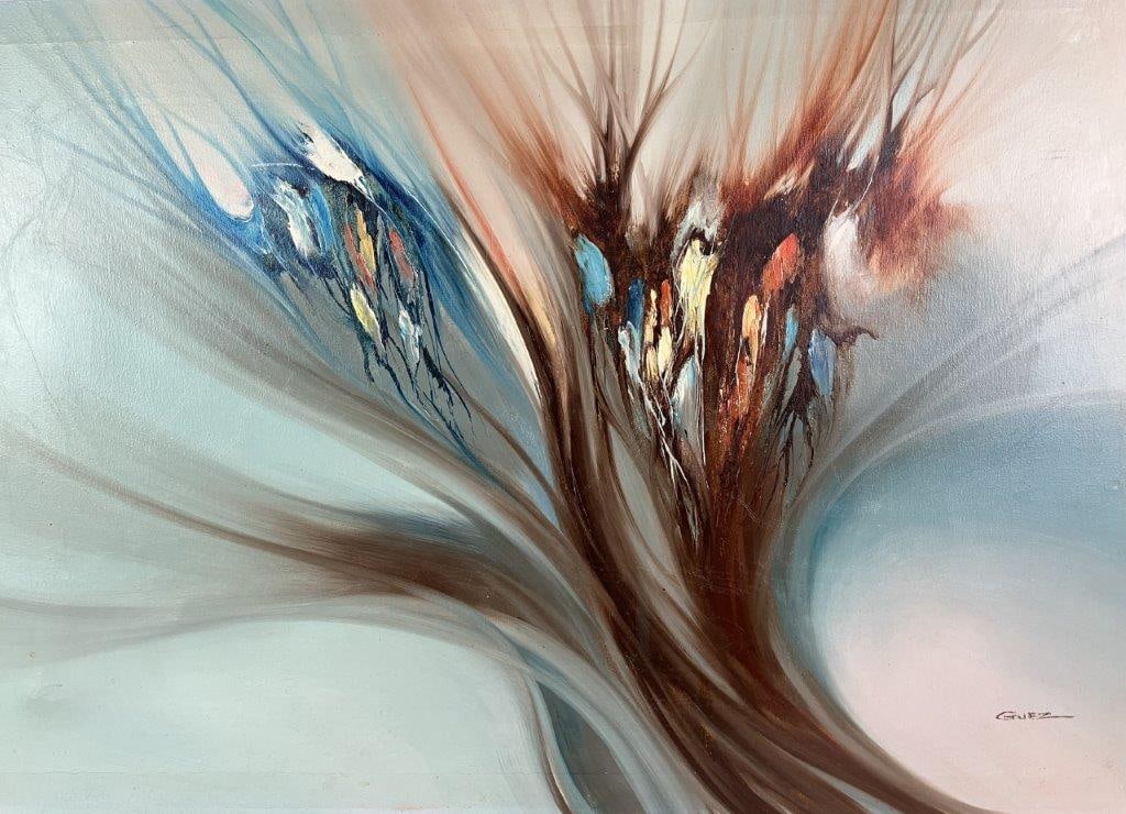 Guez Abstract Oil Painting, Mid Century Modern - 2