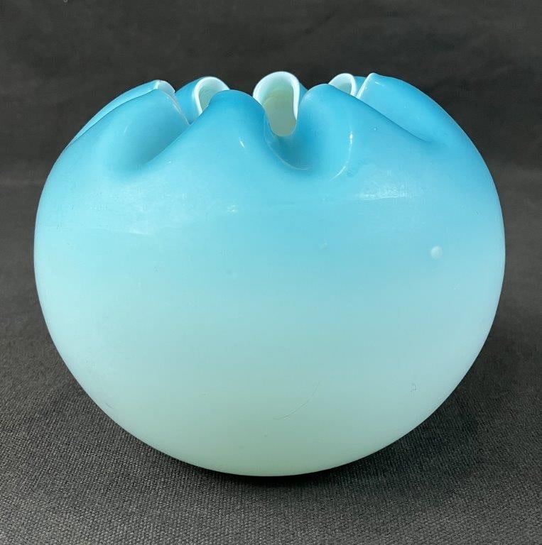 Victorian Satin Glass Rose Bowl - 7