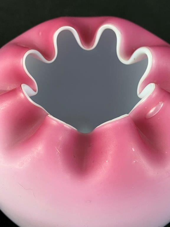 Two Victorian Satin Glass Rose Bowls - 3