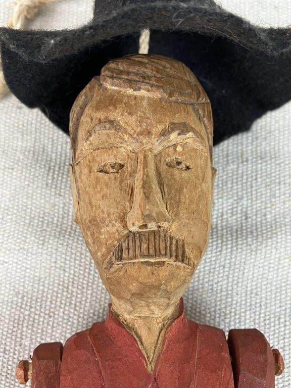Folk Art Carved Dancing Prospector Doll - 2