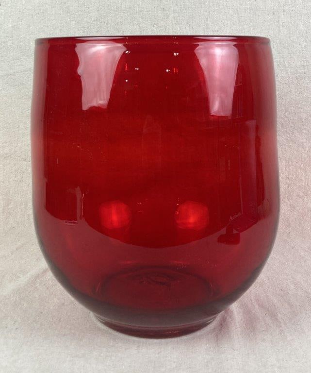Art Glass Ruby Red Vase - 2