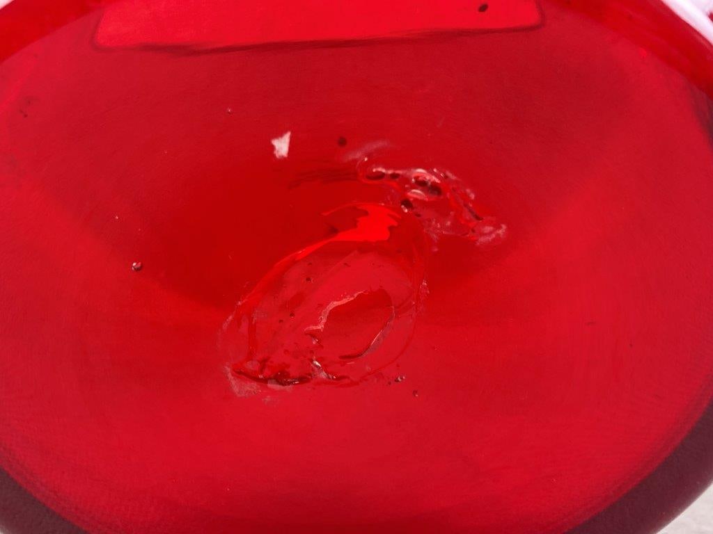 Art Glass Ruby Red Vase - 5