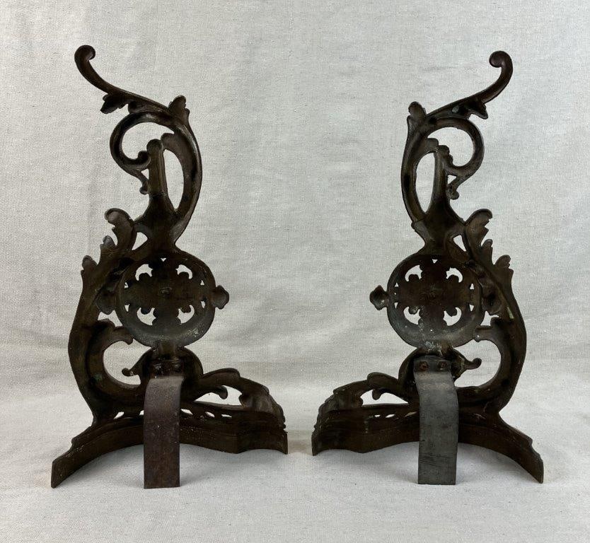 Pair of French Baroque Style Chenets - 4