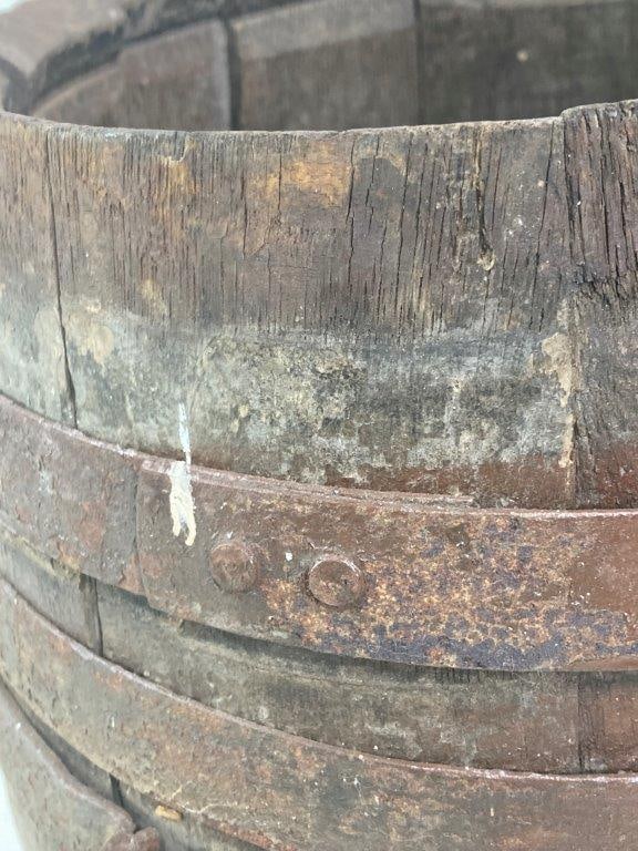 Rustic Iron Banded Cask - 4