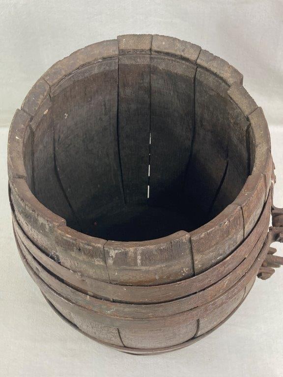 Rustic Iron Banded Cask - 8