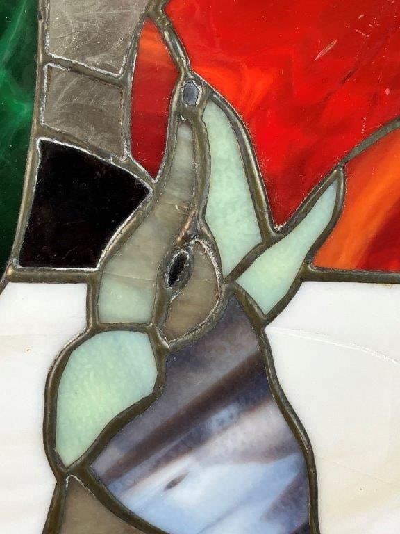 Southwestern Style Stained Glass Wolf Medallion - 2