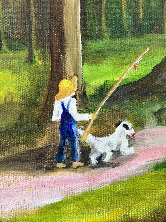 Folk Art Country Landscape Oil Painting - 3