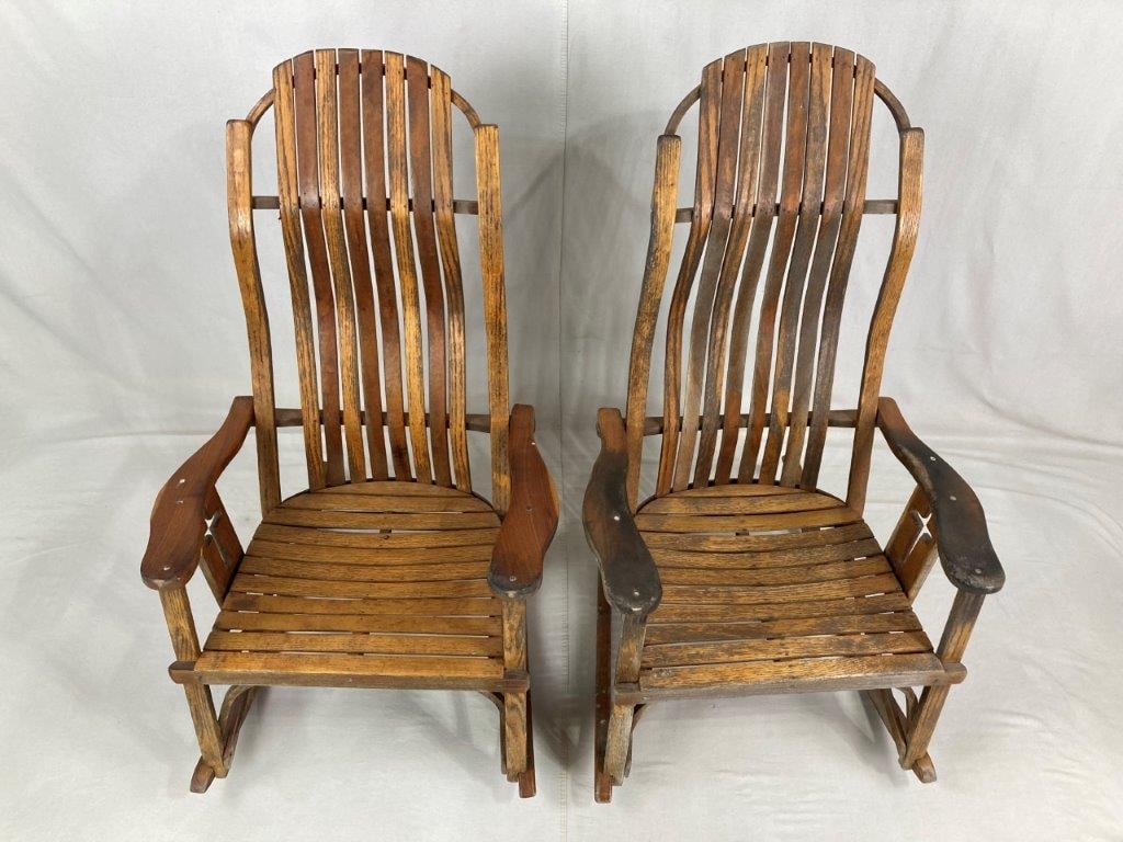 Pair of Amish Bentwood Slat Rocking Chairs - 2