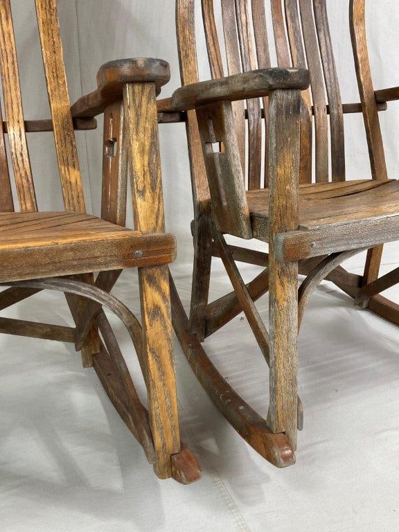 Pair of Amish Bentwood Slat Rocking Chairs - 7