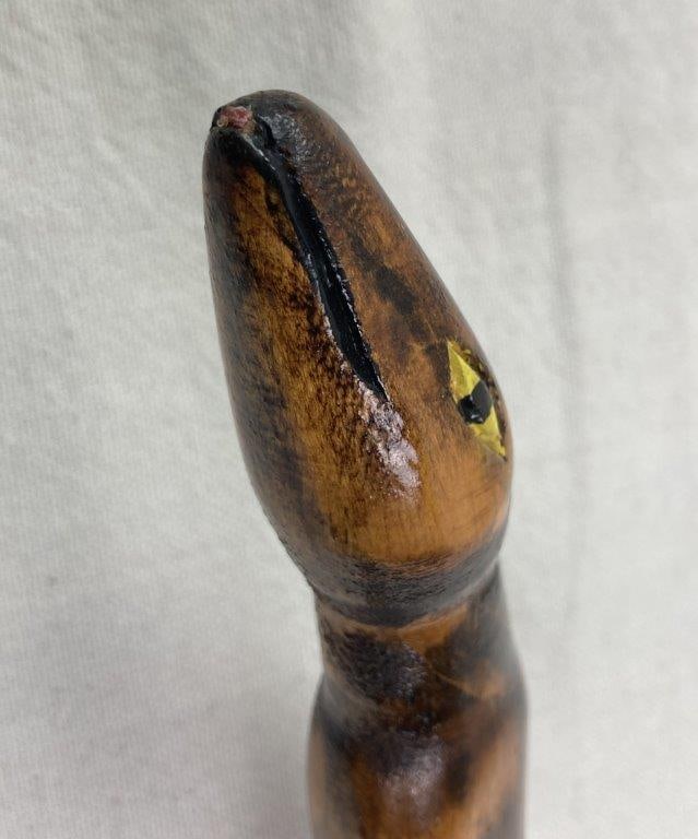 Folk Art Carved Snake Cane - 3
