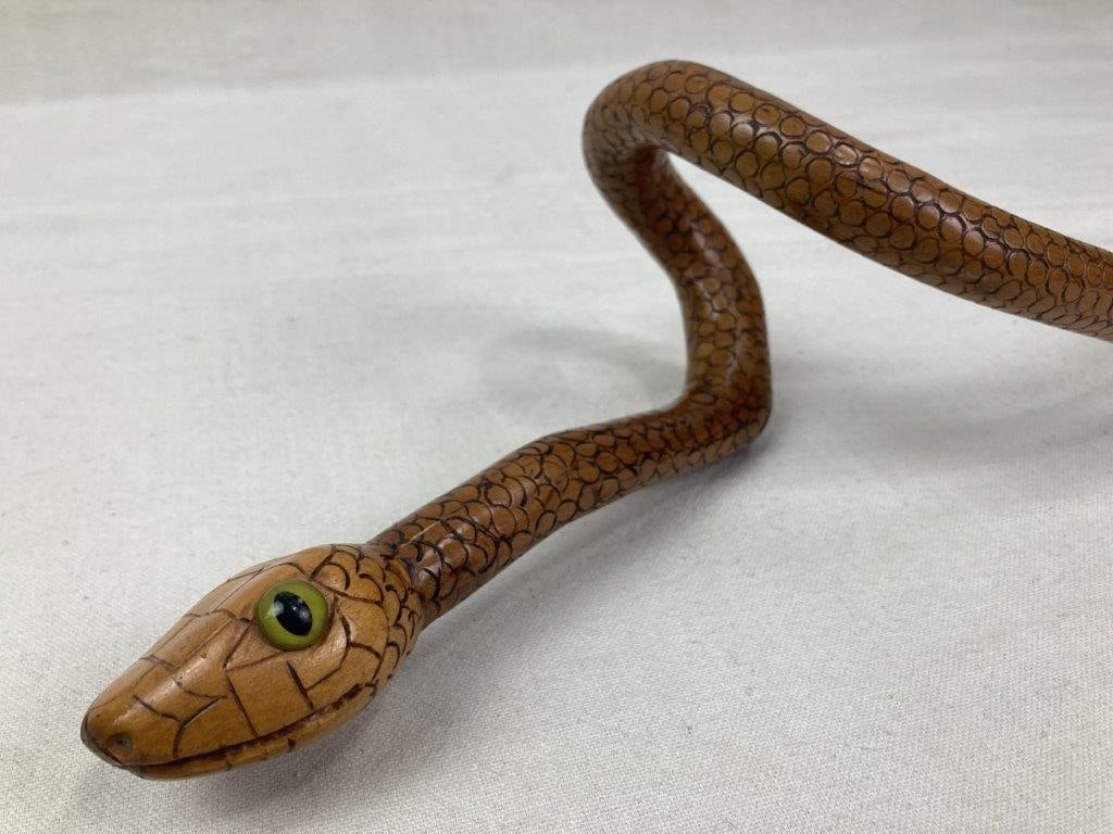 Folk Art Carved Snake Cane - 2