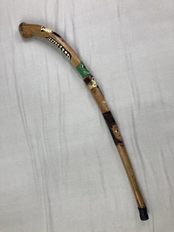 Folk Art Polychromed Carved Cane - 2