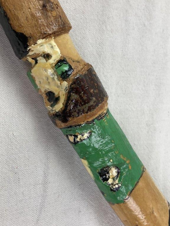 Folk Art Polychromed Carved Cane - 7