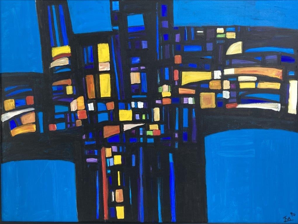 Walter Taft Bradshaw, Turquoise Treasure, Abstract Oil Painting - 2