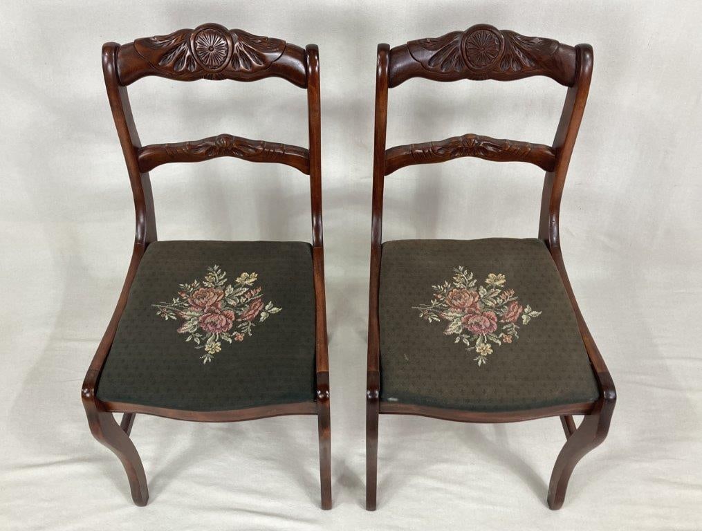 Sabre Leg Needlepoint Style Chairs - 2