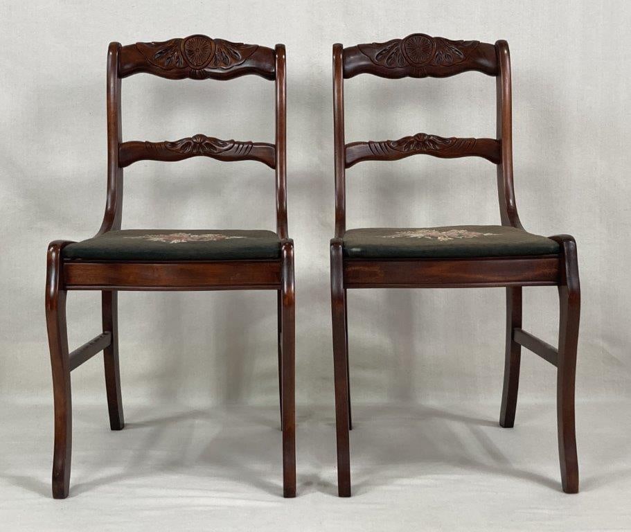 Sabre Leg Needlepoint Style Chairs - 7