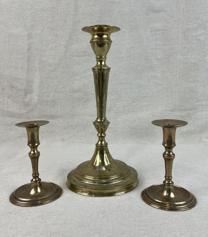 Three 19th Century Brass Candlesticks - 2