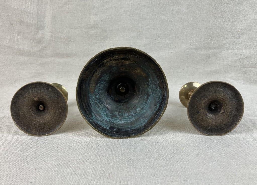 Three 19th Century Brass Candlesticks - 8