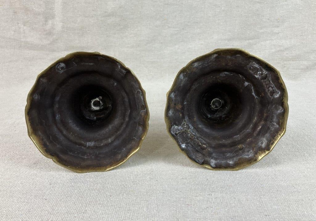 Pair of French Style Brass Candlesticks - 7