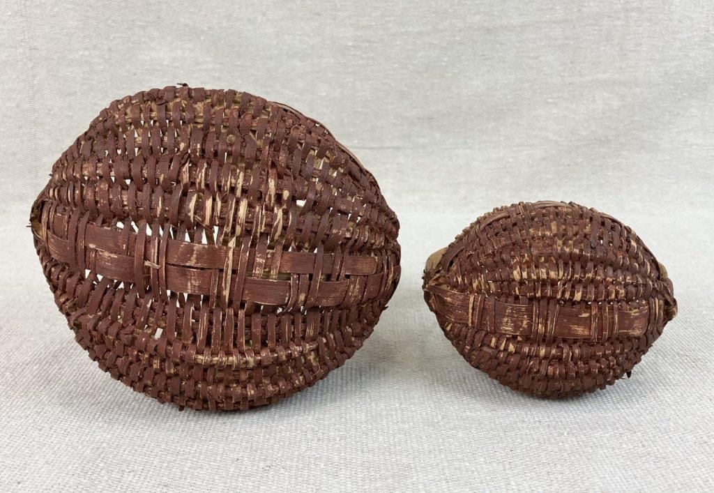 Three Red Painted Country Buttocks Baskets - 14