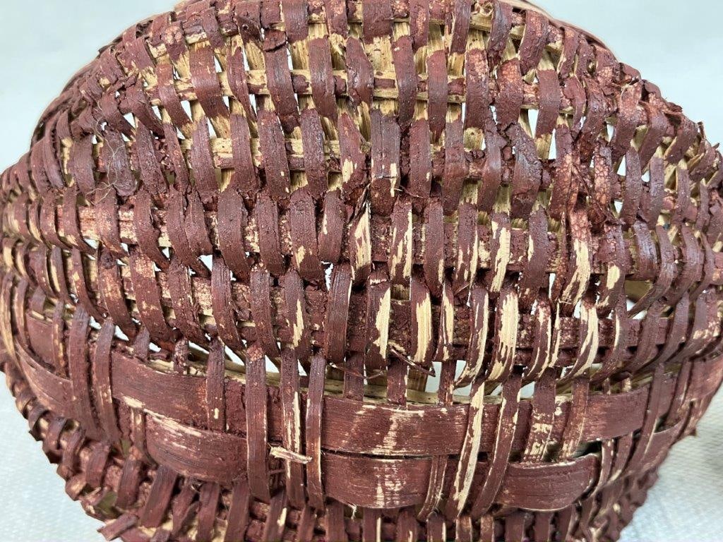 Three Red Painted Country Buttocks Baskets - 15