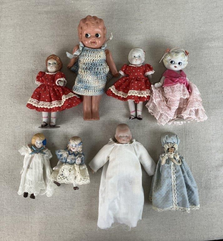 Assortment of Dolls Including Bisque Examples (1 of 17)