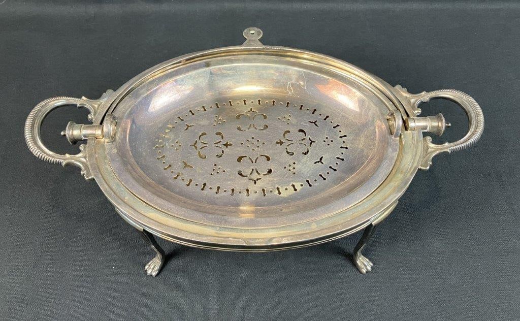 Silverplate Turtleback Covered Server - 10