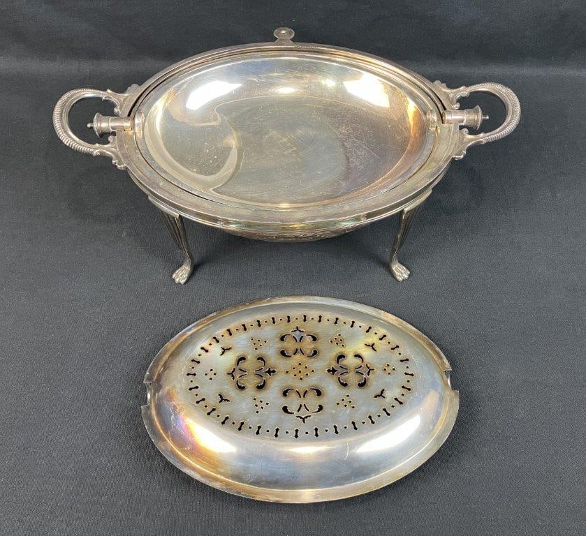 Silverplate Turtleback Covered Server - 11