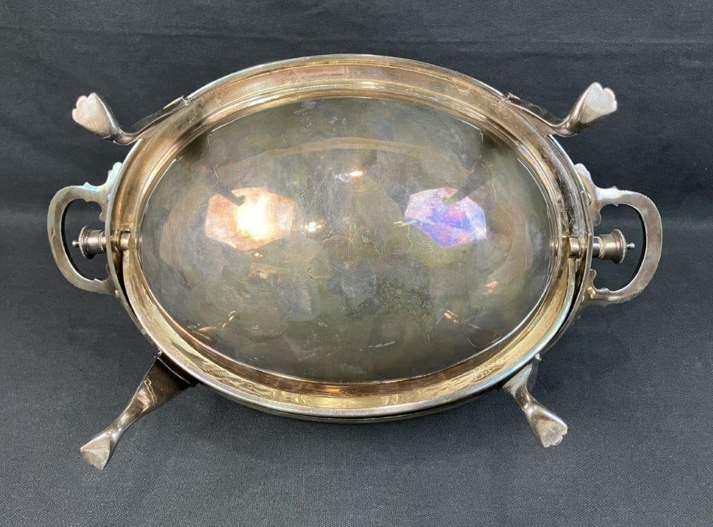 Silverplate Turtleback Covered Server - 13