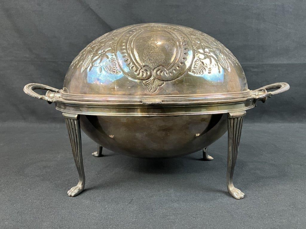 Silverplate Turtleback Covered Server - 4