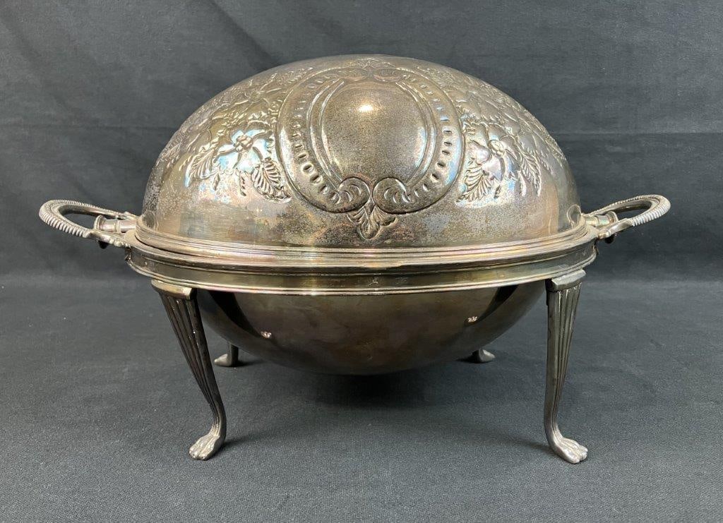 Silverplate Turtleback Covered Server - 8
