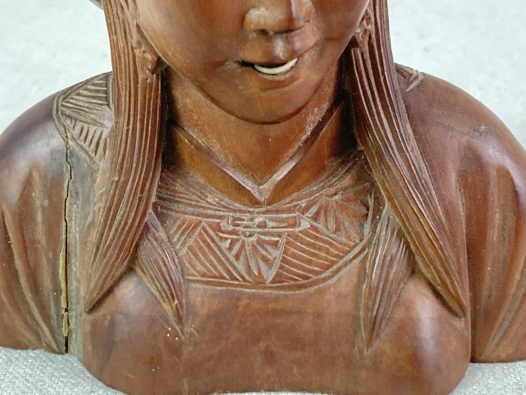Carved Bust of Balinese Woman - 4