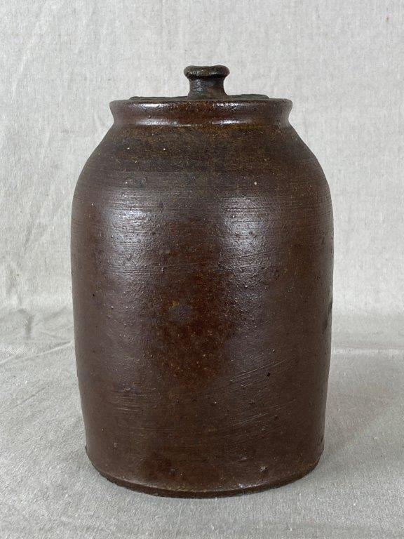Primitive Lidded Stoneware Jar - 7