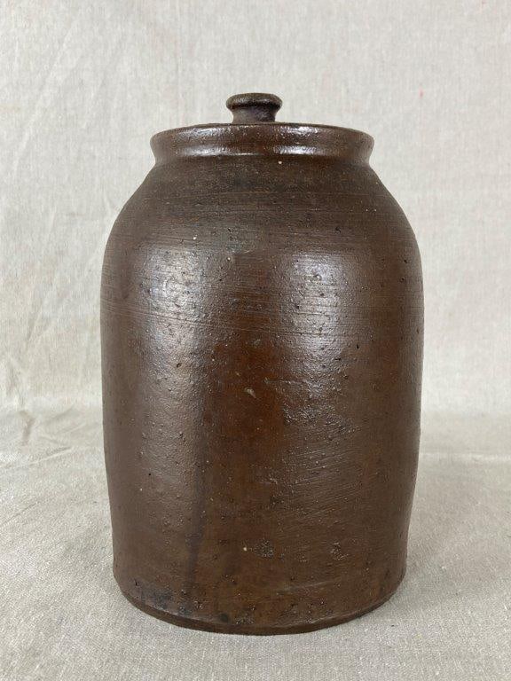 Primitive Lidded Stoneware Jar - 8