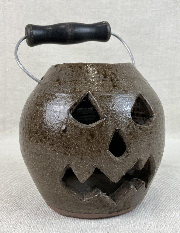 Mike Hanning Folk Art Stoneware Jack-o-Lantern - 2