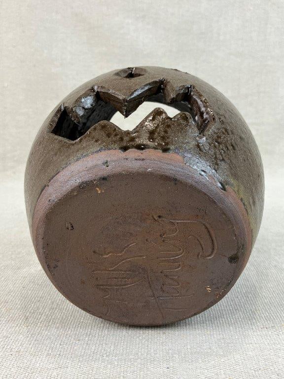 Mike Hanning Folk Art Stoneware Jack-o-Lantern - 8