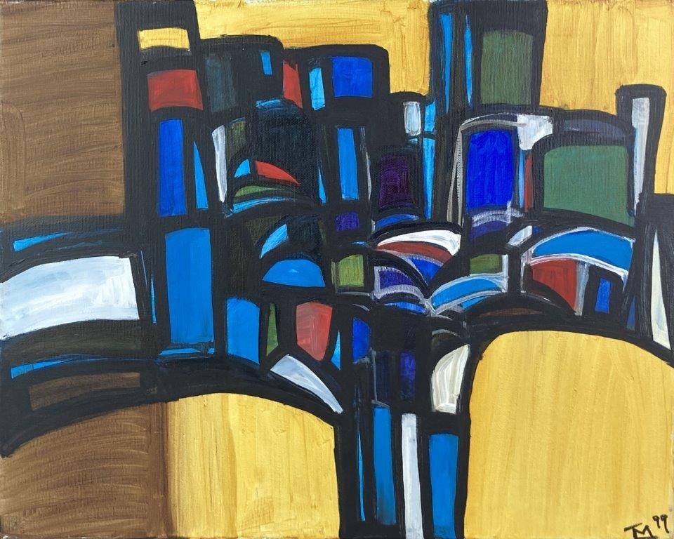 Walter Taft Bradshaw, Liberty Bridge, Abstract Oil Painting - 2