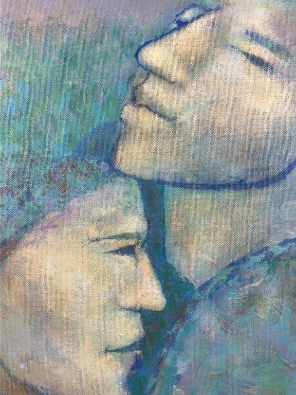Lee Lawson Embrace Expressive Portrait Painting, 1986 - 2