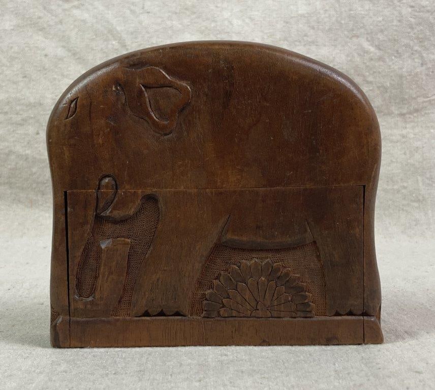 Folk Art Carved Cigarette Box - 2