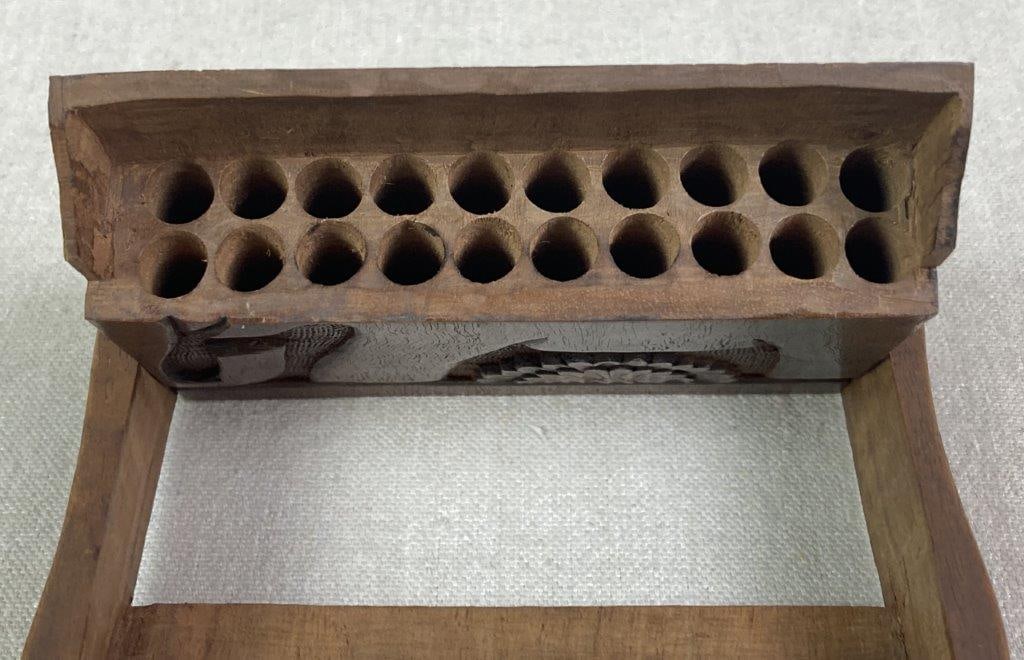 Folk Art Carved Cigarette Box - 7